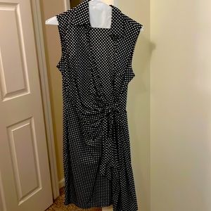 Black polka dot wrap dress. Hardly worn, EUC